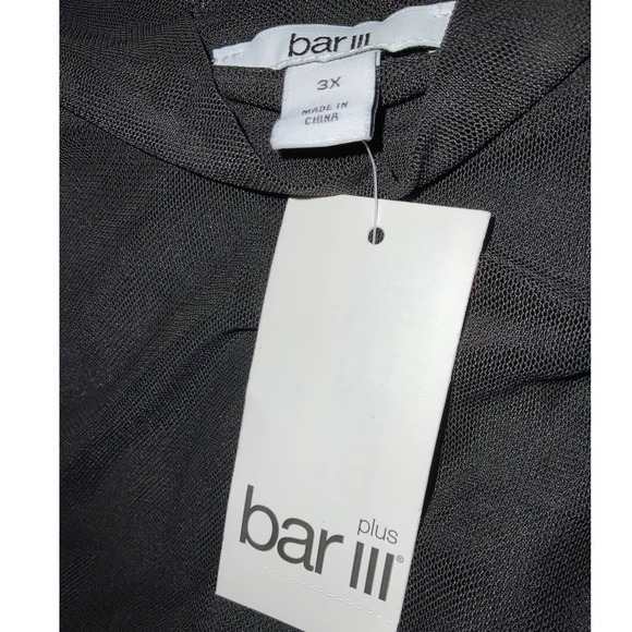 Bar Ill Women’s Plus Size Mesh Mock-Neck Cutout Tie-Back Top Black Size 3X NWT - Picture 3 of 5